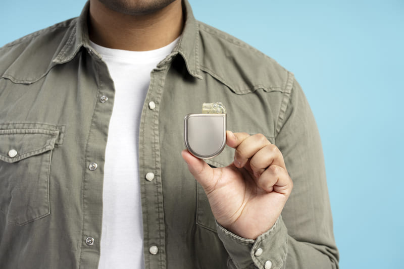 barbat tine in mana defibrilator implantabil